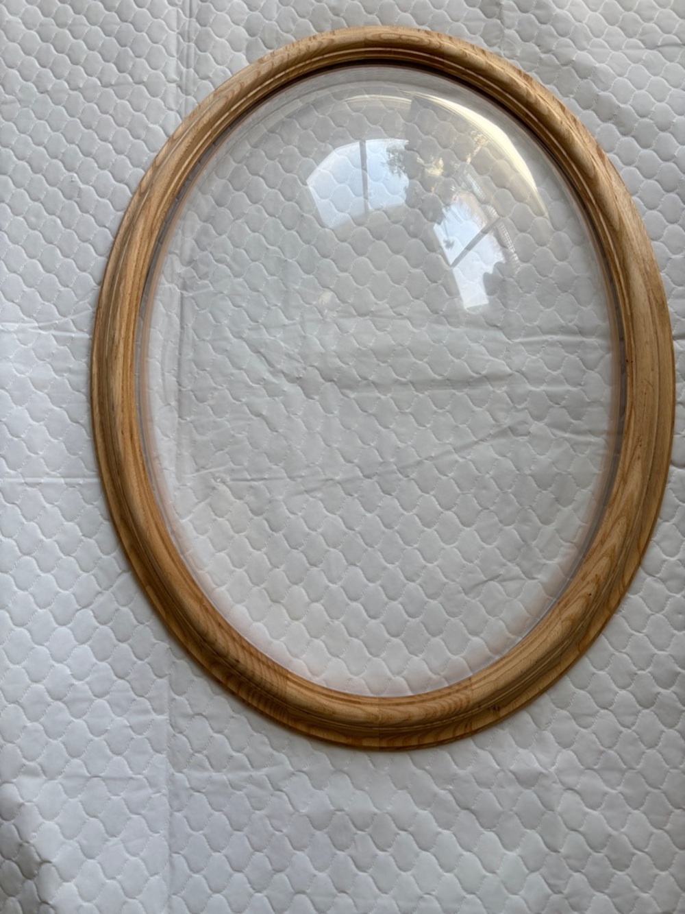 17x22 Oval Unstained Wooden Frame with 6” deep acrylic bubble